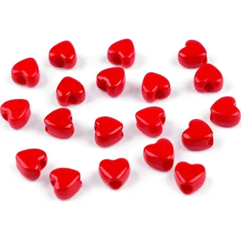 Korálek Plastové korálky srdce 8 mm Varianta: 3 červená, Balení: 5 g