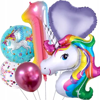 Balónek Jednorożec Sada balónků ČÍSLICE 1. NAROZENINY BALÓN JEDNOROŽEC