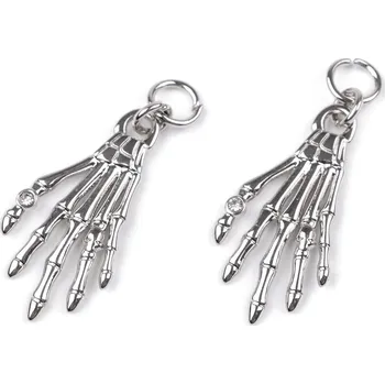 Přívěsek Přívěsek ruka kostlivce s broušeným kamínkem 18x35 mm Varianta: platina, Balení: 40 ks