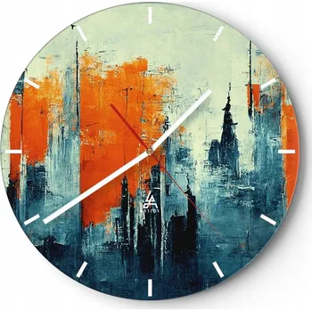 Hodiny Velké nástěnné hodiny 40x40 Abstrakce Skleněné hodiny Kulatý Tiché