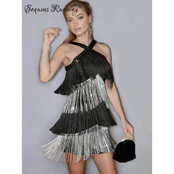 Dámské šaty Večerní krátké šaty Sequins SQ995 Barva: Černá, Velikost: M