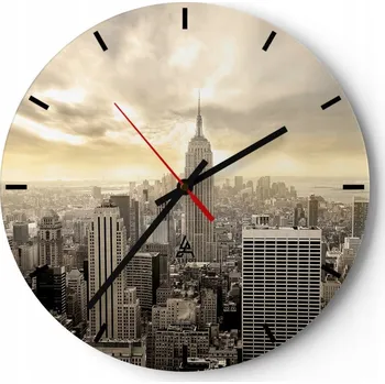 Hodiny Nástěnné hodiny do kuchyně 30x30 Město Skleněné hodiny do obýváku Loft Tiché