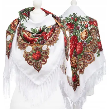 Šála Velký Dámský Folklórní Šátek Šála Lidový Goralský Třásně Etno Květiny