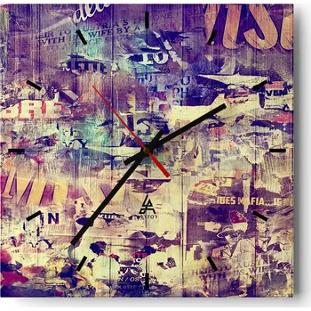 Hodiny Nástěnné hodiny do kuchyně 30x30 Graffiti Stylové hodiny na skle Loft Tiché