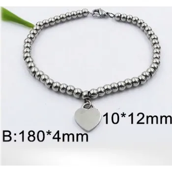 Řetízek Ocelový náramek - s přívěskem srdce - 180x4mm