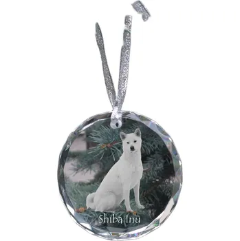 Vánoční ozdoba Shiba Inu personalizovaná vánoční koule s fotografií, ozdoba na vánoční stromeček, medailon