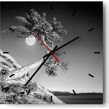 Hodiny Velké nástěnné hodiny 40x40 Krajina Skleněné hodiny Tiché