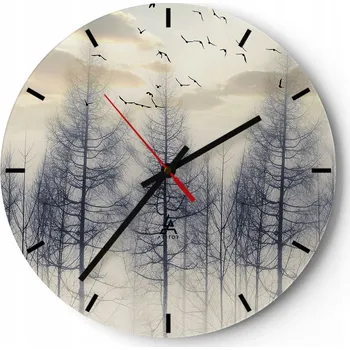 Hodiny Nástěnné hodiny do kuchyně 30x30 Krajina Skleněné hodiny do obýváku Tiché