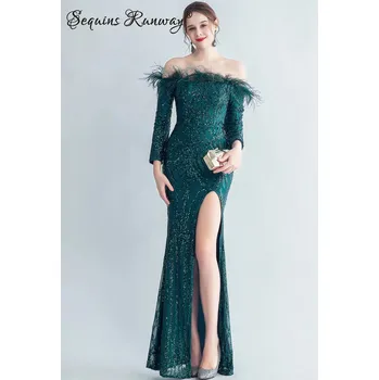 Dámské šaty Večerní šaty dlouhé Sequins SQ1223 Barva: Zelená, Velikost: 2XL