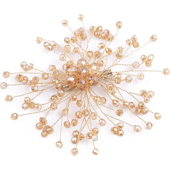 Brož Brož se skleněnými broušenými korálky Hand made Varianta: 2 colorado topaz zlatá, Balení: 1 ks