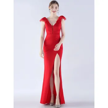 Dámské šaty Sexy dlouhé šaty na večer Sequins SQ1117 Barva: Červená, Velikost: 2XL