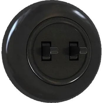 vypínač Dvojitý schodišťový vypínač s rámečkem černý LOFT