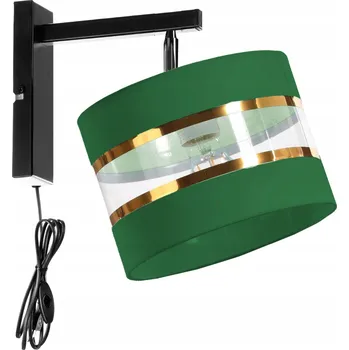 Lampička Nástěnná lampa se zástrčkou ZLATÁ E27 stínidlo 20cm LED edison