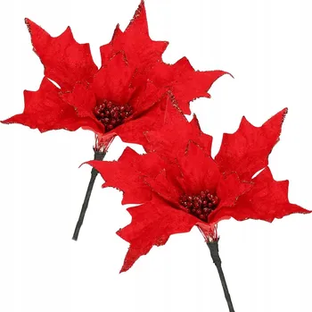 Vánoční dekorace 2xCA0721 SADA 2 VÁNOČNÍCH DEKORACÍ - HVĚZDA VÁNOČNÍ (POINSETTIA)