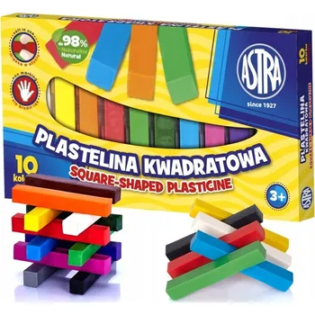 Modelovací hmota MODELÍNA ČTVERCOVÁ ASTRA 10 BAREV VYROBENO V POLSKU