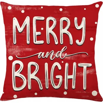 Povlak na polštářek Dekorační Vánoční Povlak na Polštář Červený Merry And Bright 45x45 cm