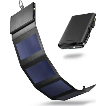 Powerbanka SUNSLICE Photon - přenosná solární powerbanka, černá