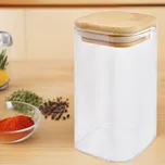 Skleněná dóza s bambusovým víčkem - ⌀ 6 x 12 cm