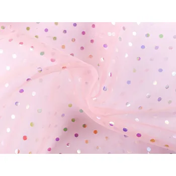Organza s puntíky AB duhový efekt Varianta: 3 růžová světlá, Balení: 1 m