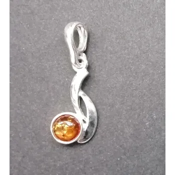 Přívěsek Přívěsek zdobený jantarem - stříbrný přívěsek