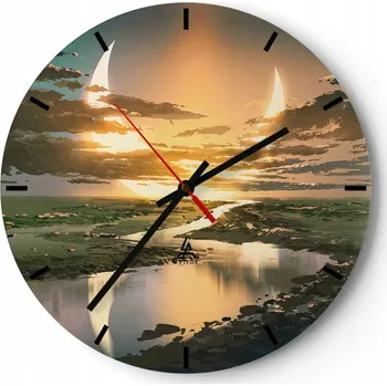 Hodiny Velké nástěnné hodiny 40x40 Krajina Skleněné hodiny Kulatý Tiché