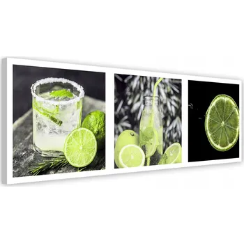 Obraz OBRAZ NA PLÁTNĚ Drink Limetka sada 120x40