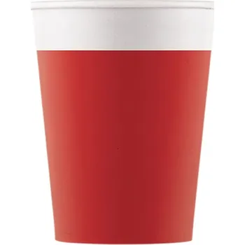 Party nádobí ČERVENÉ PAPÍROVÉ KELÍMKY K NAROZENINÁM 200 ML 8 KS