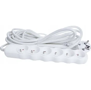Napájecí kabel Prodlužovací Kabel přívod s lištou Rum-Lux 10 m 6 ks zásuvek bílý