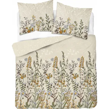 Povlečení Saténová Povlečení ložního prádla, květinová zahrada, 220x200, 200x220, krémová, elegantní Detexpol