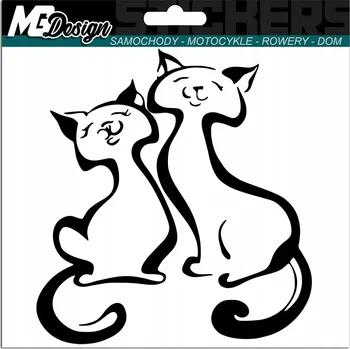 Samolepicí dekorace na vozidlo SAMOLEPKA na auto KOČKY ZAMILOVANÉ 14x15 cm