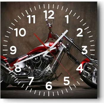 Hodiny Nástěnné hodiny do obýváku 40x40 Motorka Tiché Skleněné hodiny Bez hlučnosti