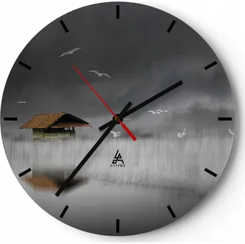 Hodiny Velké nástěnné hodiny 40x40 Krajina Skleněné hodiny Kulatý Tiché