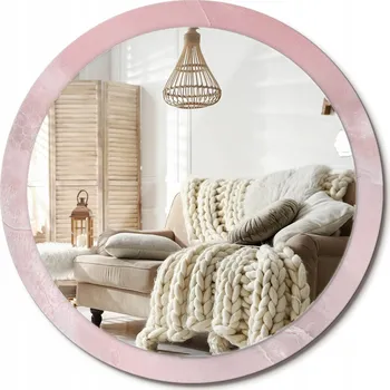 Zrcadlo Zrcadlo nástěnné s ozdobným skleněným rámem Růžový kámen XXL průměr 100 cm