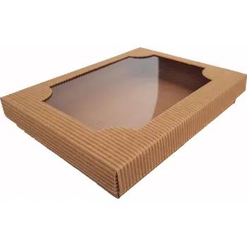 Dárková krabice hnědá MINI s průhledným víkem 170x130mm