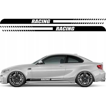 Samolepicí dekorace na vozidlo 2x NÁLEPKA Grafika na bok auta SPORTOVNÍ pruhy RACING 10x205