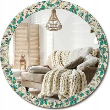 Zrcadlo Zrcadlo s potiskem do koupelny, kuchyně, předsíně, Květiny a ptáci, 90 cm