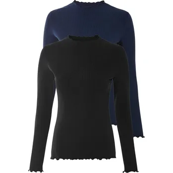 Dámské tričko esmara® Dámské triko s dlouhými rukávy, 2 kusy (černá / námořnická modrá, XS(32/34))