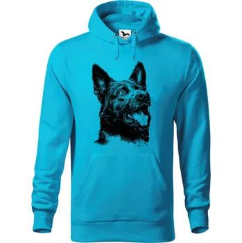 Dámská mikina Mikina - pes Německý ovčák Barva: Modrá - tyrkysová (44), Velikost: M, Střih: Pánské