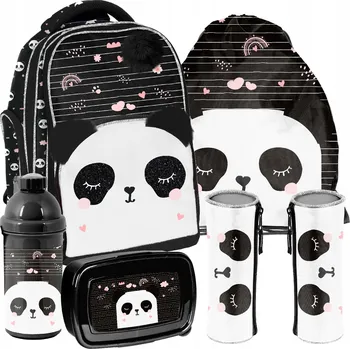 Svačinový box ŠKOLNÍ SADA PASO PANDA PLYŠOVÝ BATOH + VAK NA CVIČKY + PENÁL + LÁHEV NA PITÍ LAHEV NA PITÍ + KRABIČKA NA SVAČINU SVAČINOVÝ BOX