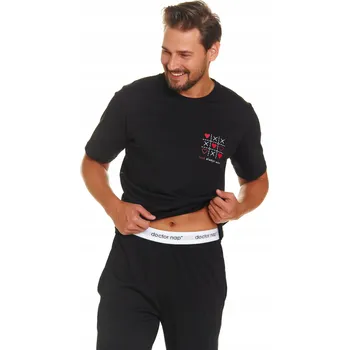 Pánské pyžamo Doctor Nap Pánské pyžamo PMB 7134 černé s krátkým rukávem, velikost XL