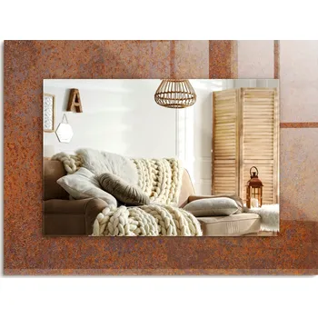 Zrcadlo Stylové obdélníkové nástěnné Zrcadlo 80x60 cm s efektem zrezivělého kovu