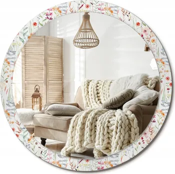 Zrcadlo Nástěnné Zrcadlo s dekorativním skleněným rámem s potiskem XXL 100 cm Divoké květiny