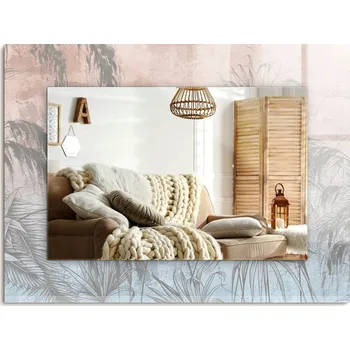 Zrcadlo Zrcadlo s potiskem do koupelny obývacího pokoje Rostliny pastelové 80x60 cm
