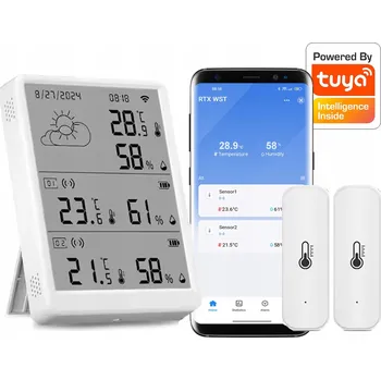 Meteostanice Meteorologická stanice + 2 externí senzory teploty a vlhkosti LCD WiFi Tuya