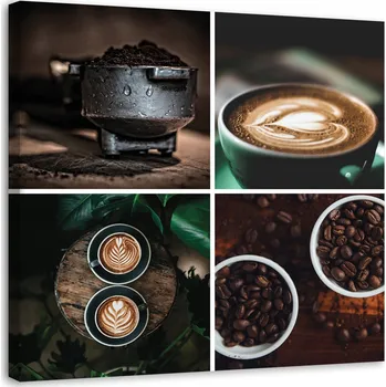 Obraz OBRAZ NA PLÁTNĚ Sada Káva Zrna Hrnek 30x30