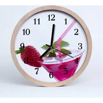 Hodiny Nástěnné hodiny z překližky kulatý loft Koktajl 20 cm