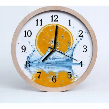 Hodiny Nástěnné hodiny z překližky - Oranžová voda do obýváku
