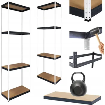 Dílenský regál Kovový regál do skladu, garáže, stojan HELIOS 180x35x35cm, 4 police, nosnost 175kg