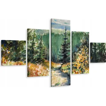 Obraz Vícedílný obraz LES Krajina 3D Malba 200x120 cm