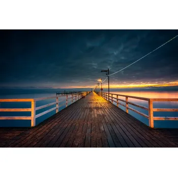 Obraz Vícedílný obraz Večerní pohled na dřevěné molo 90x60
